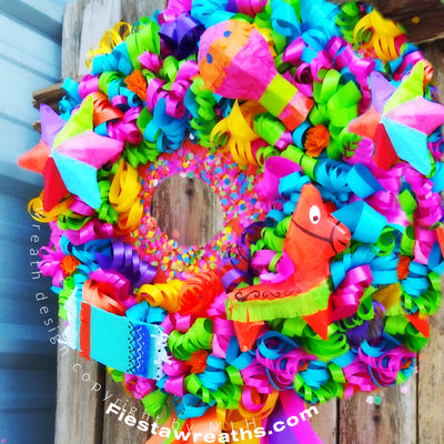 Fiesta Wreath San Antonio Home Decor & Cinco de Mayo Party Decoration