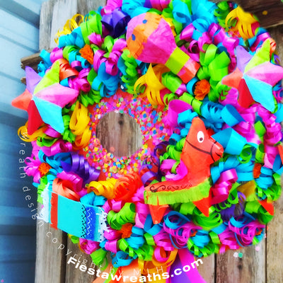 Fiesta Wreath San Antonio Home Decor & Cinco de Mayo Party Decoration