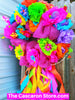 Fiesta Front Door Wreath Party Decoration Spring, Easter Flowers Wreath Home Decor