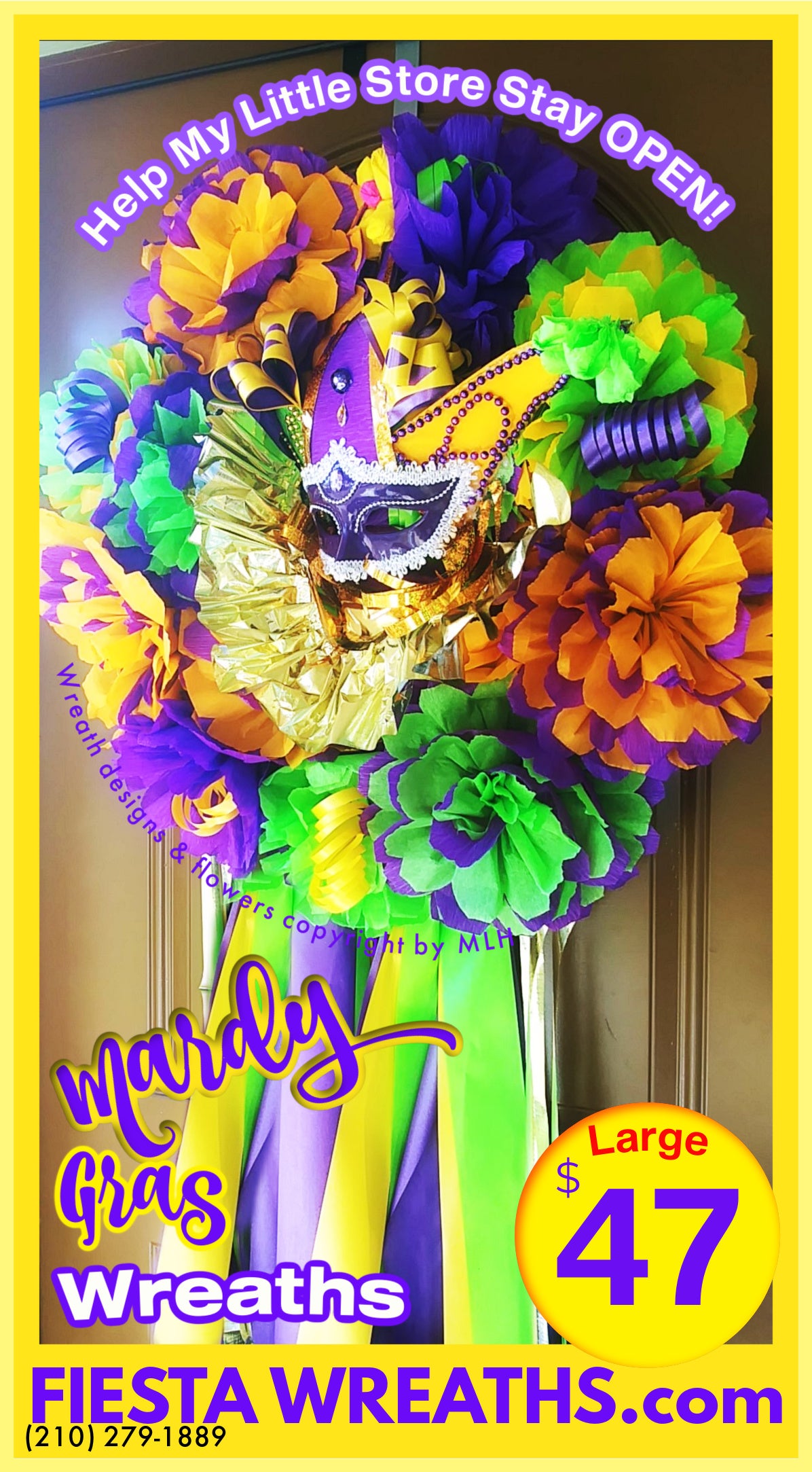 Mardi Gras Wreath Party Decoration 2021