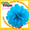 blue crepe paper flower